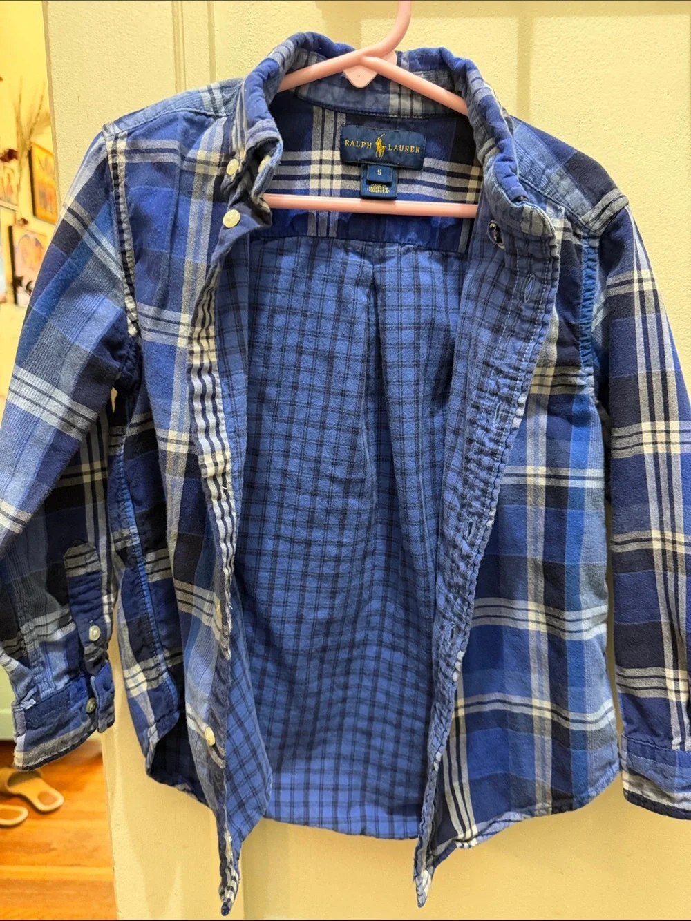 Ralph Lauren Blue Navy and White Plaid Button-Down Shirt